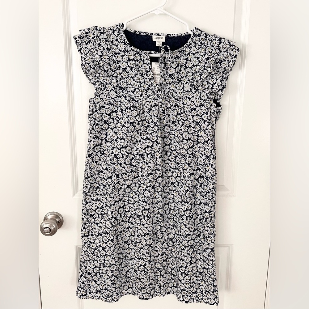 JCrew Short-Sleeve Navy Daisy Print Dress